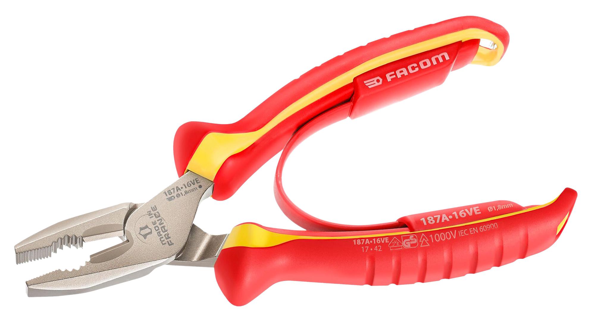 Facom 187A.16Ve Combination Plier, Vde, 1.8Mm, 165Mm