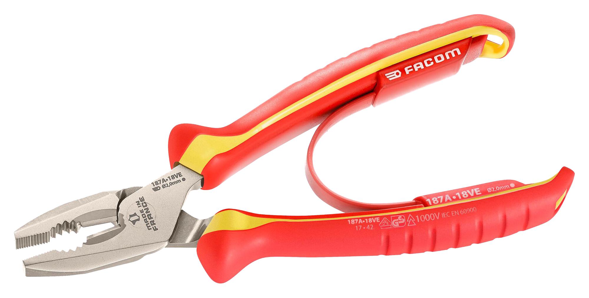 Facom 187A.18Ve Combination Plier, Vde, 2Mm, 185Mm