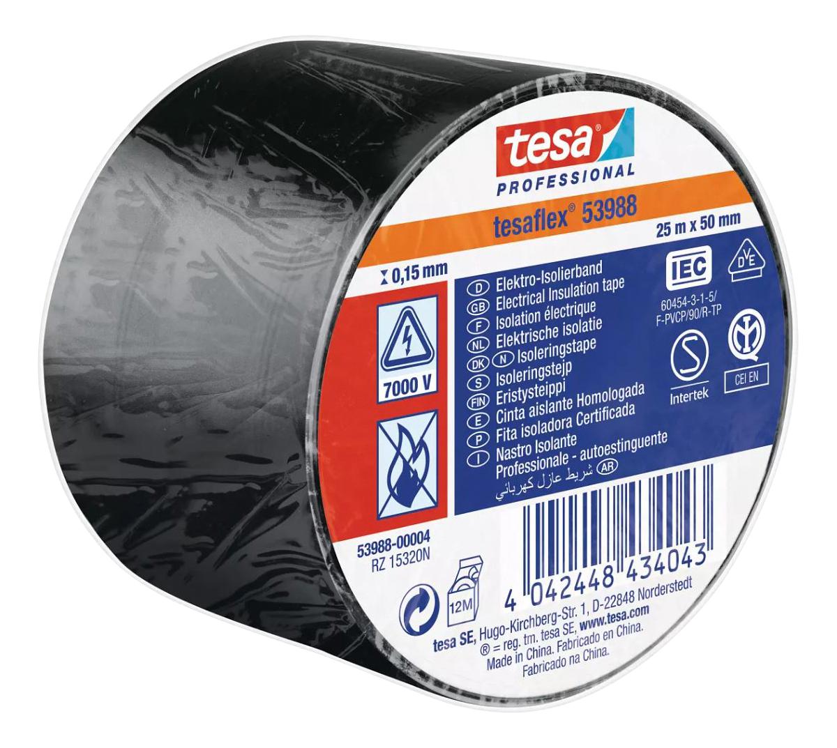 Tesa 53988-00004-00 Tape, Black, 50Mm X 25M