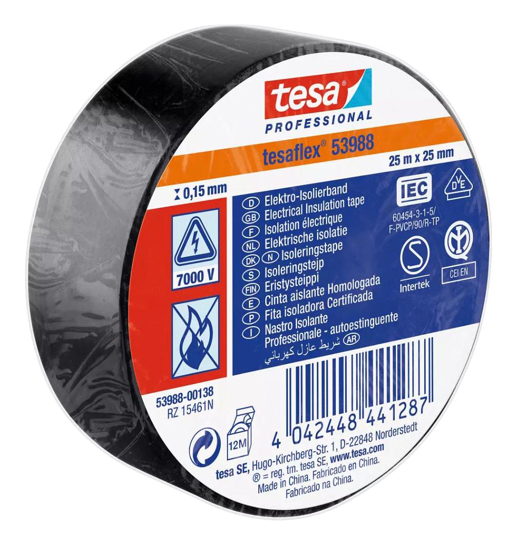 Tesa 53988-00138-00 Tape, Black, 25Mm X 25M