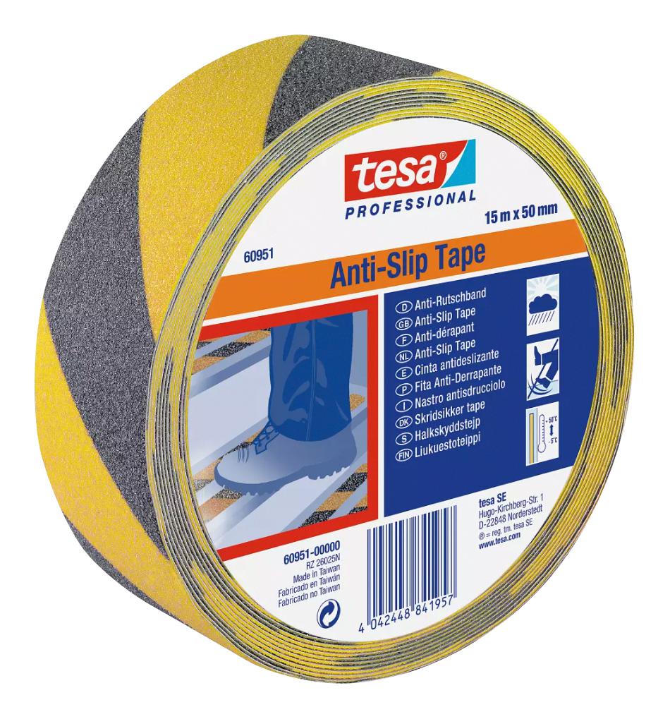 Tesa 60951-00000-00 Antislip Tape, 50Mmx15M, Blk, Ylw