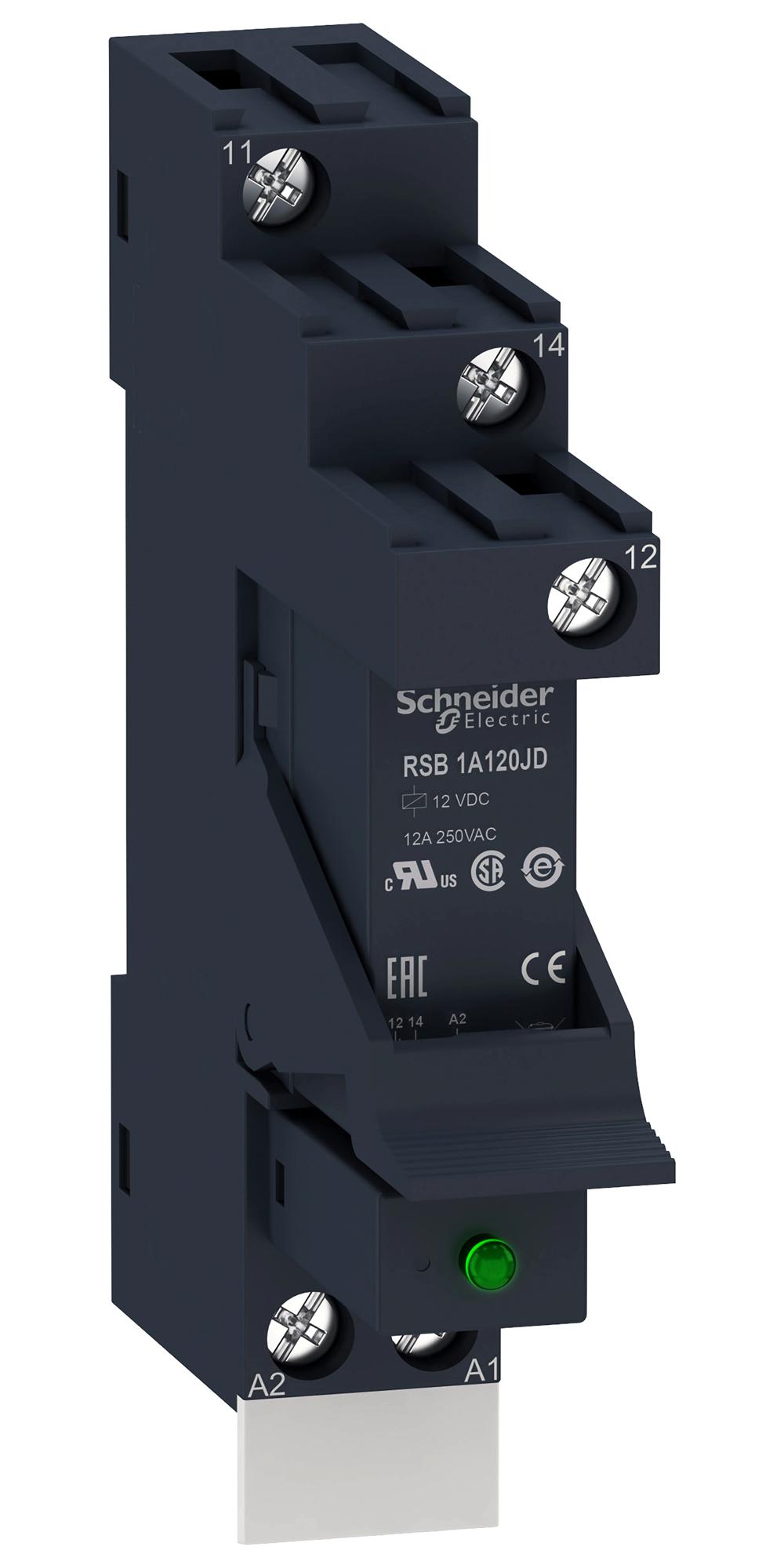 Schneider Electric Rsb1A120Jdpv Power Relay, Spdt, 12Vdc, 12A, Socket