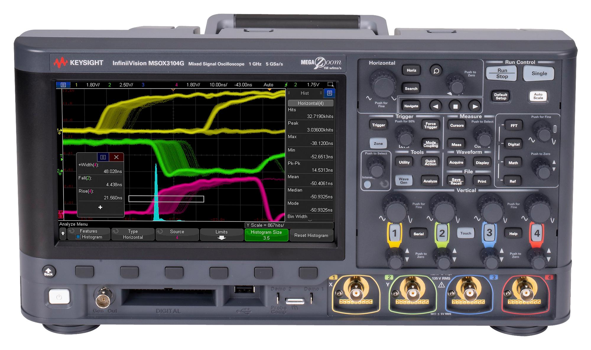 Keysight Technologies Msox3014G Oscilloscope, 100Mhz, 5Gsps, 4Mpts