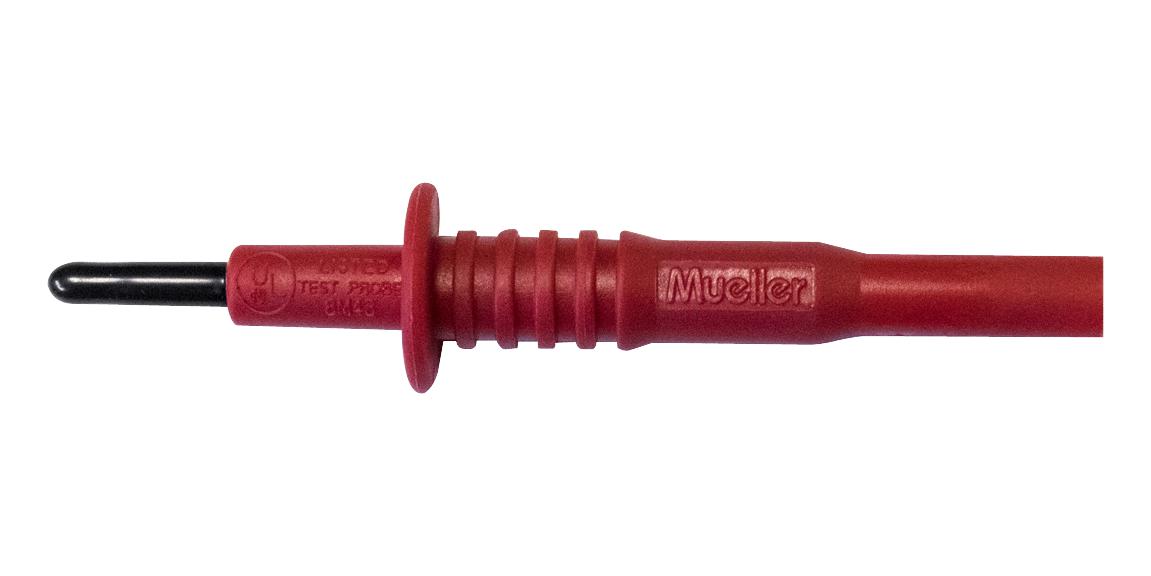 Mueller Electric Bu-26101-2 Insulated Plug On Test Probe, Red, 10 A