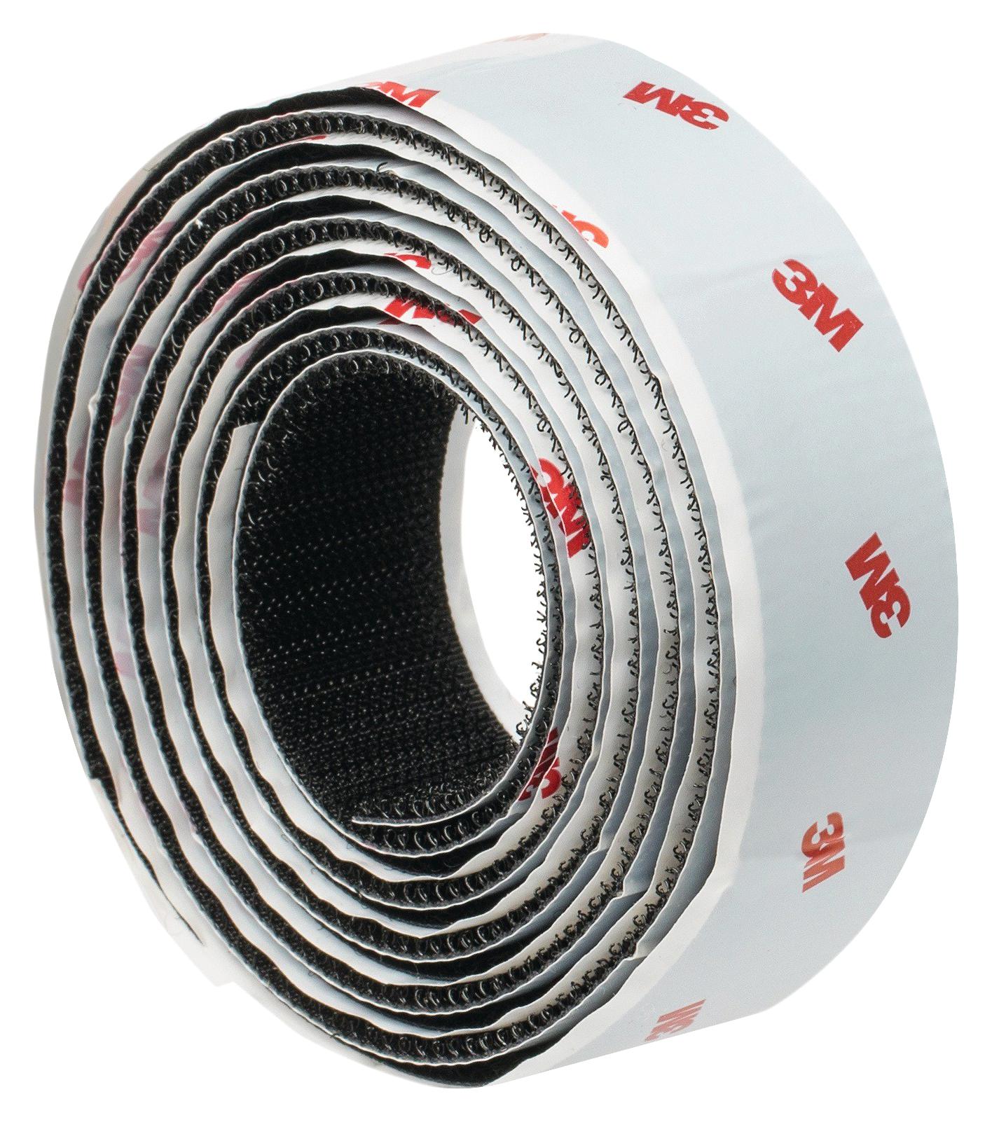 3M Sj352B, Black, 1.25M X 25Mm Tape, Hook And Loop, Black, 1.25M X 25Mm