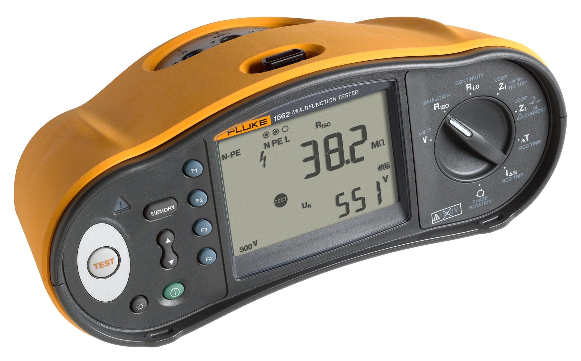 Fluke 1662 De Ftt Kit Installation Tester, 20Mohm-1Gohm, 500V