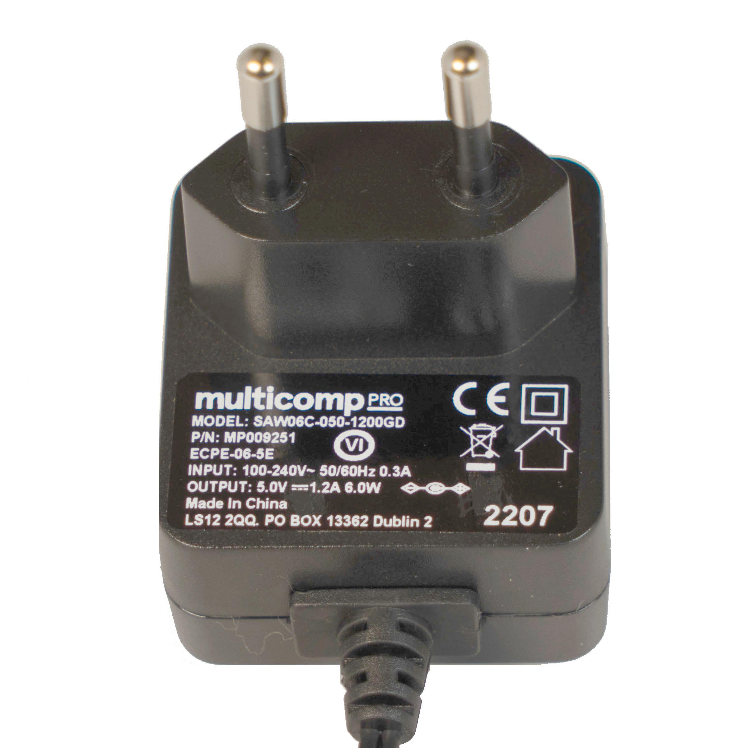 Multicomp Pro Mp009251 Adapter, Ac-Dc, 5V, 1A