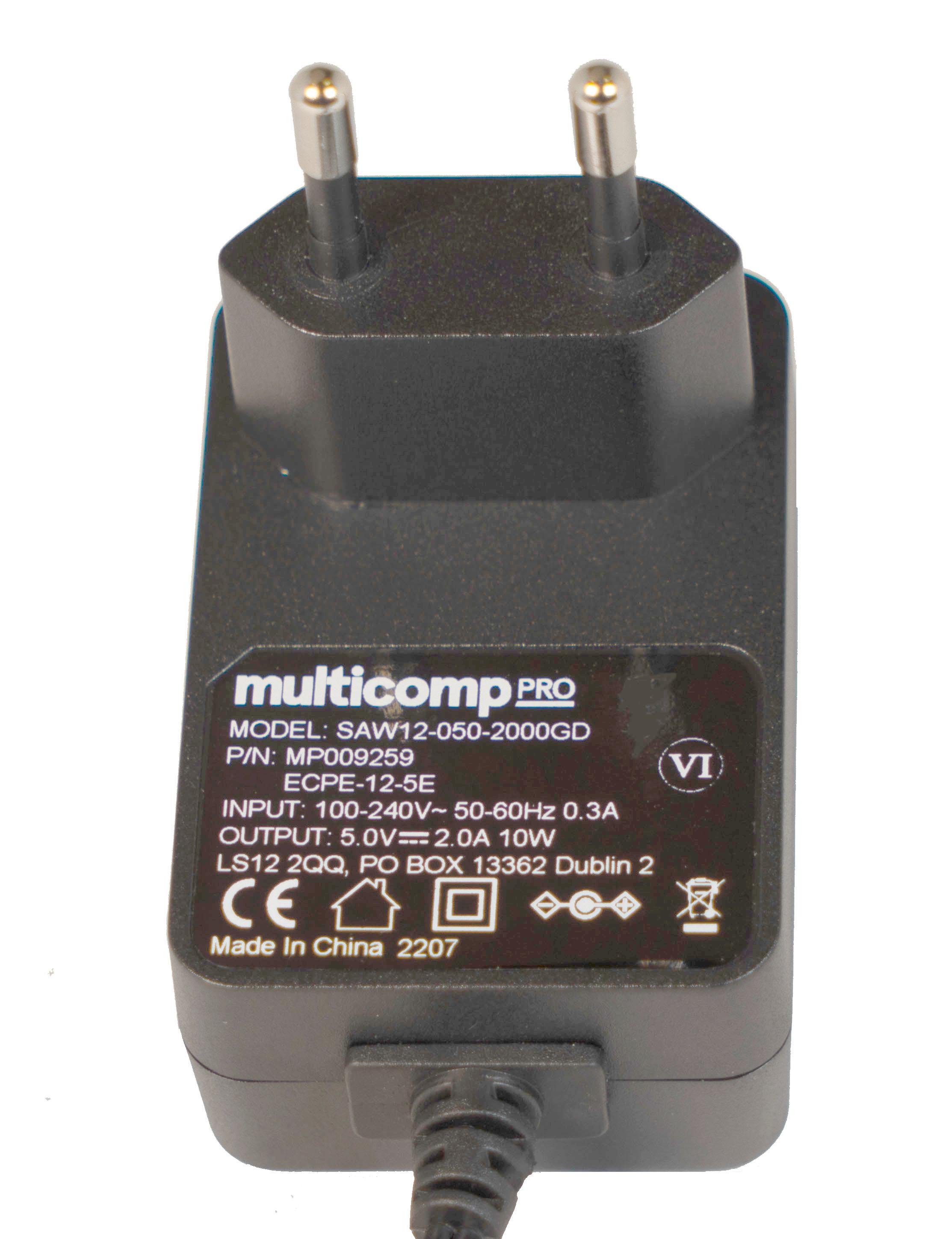 Multicomp Pro Mp009259 Adapter, Ac-Dc, 5V, 2A