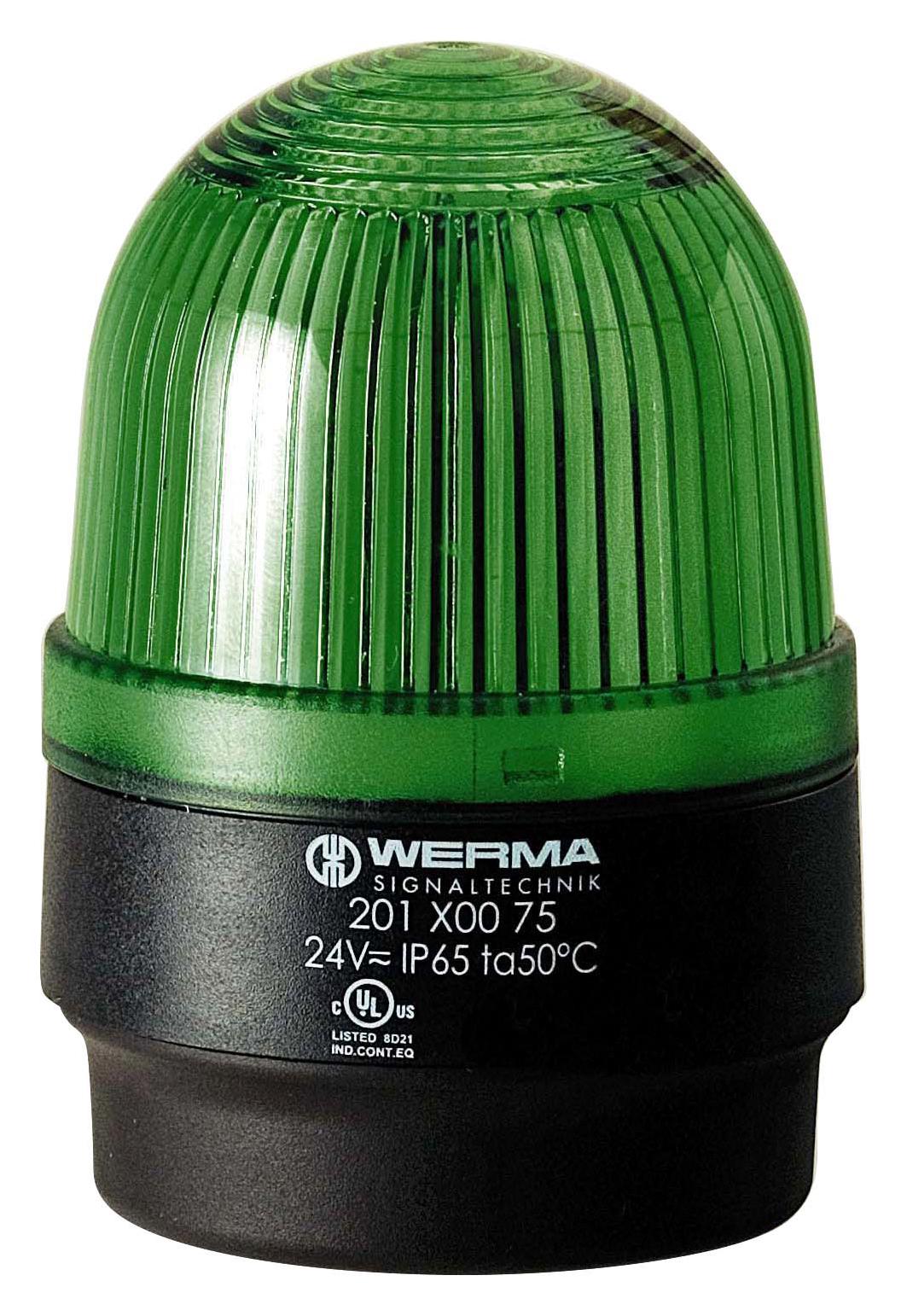 Werma 20120075 Beacon, Led, Steady, Green, 24Vac/dc