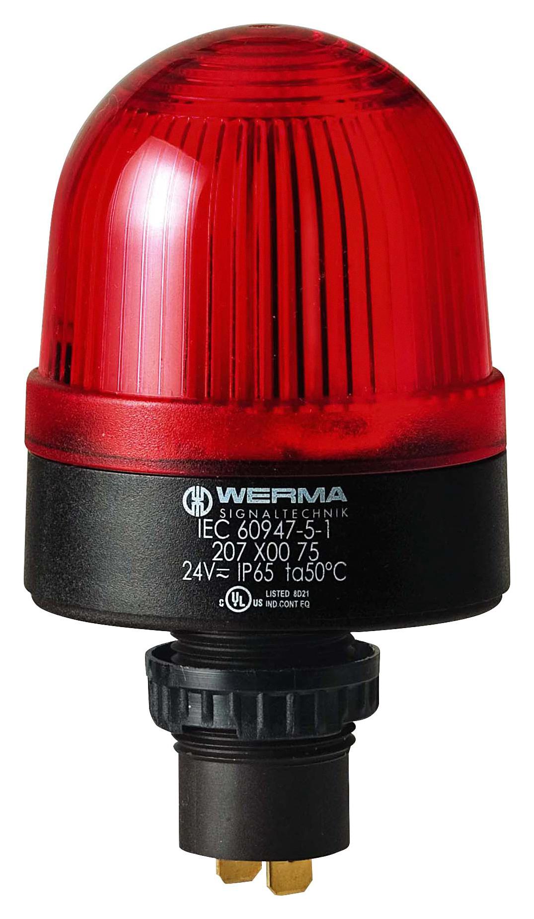 Werma 20710068 Beacon, Led, Steady, Red, 230Vac