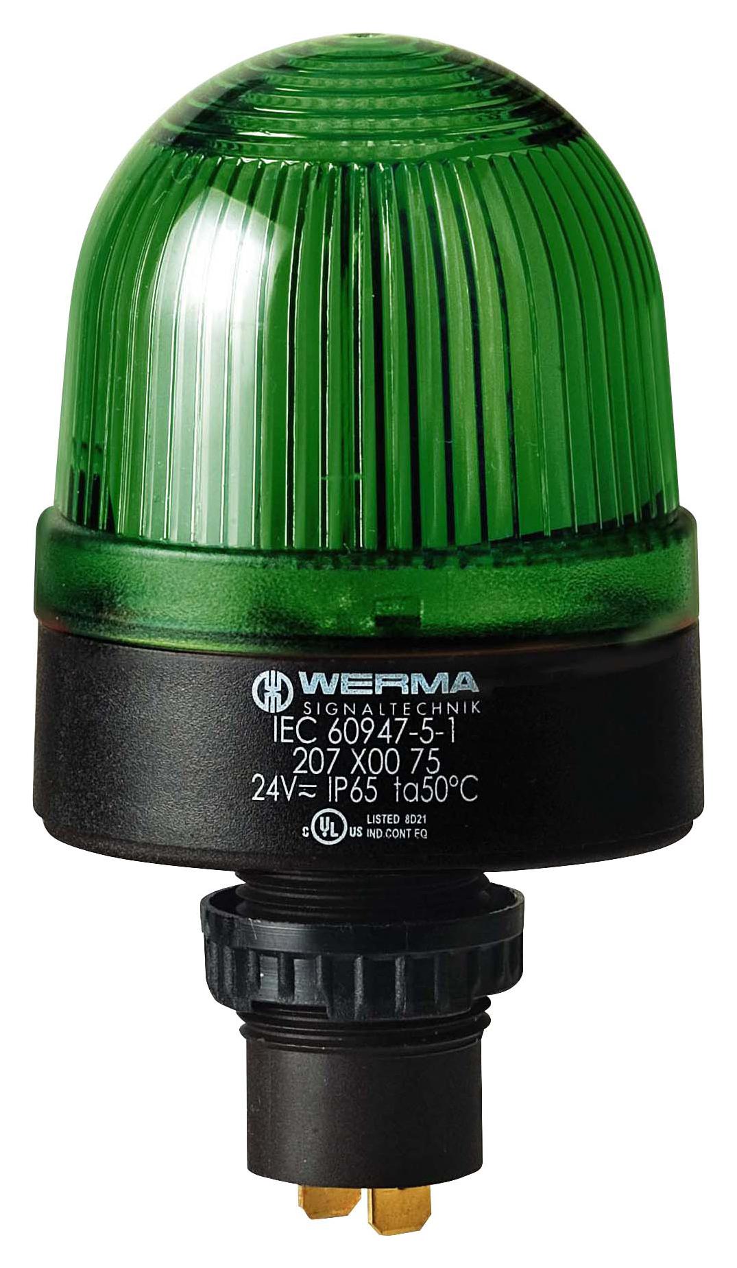 Werma 20720067 Beacon, Led, Steady, Green, 115Vac