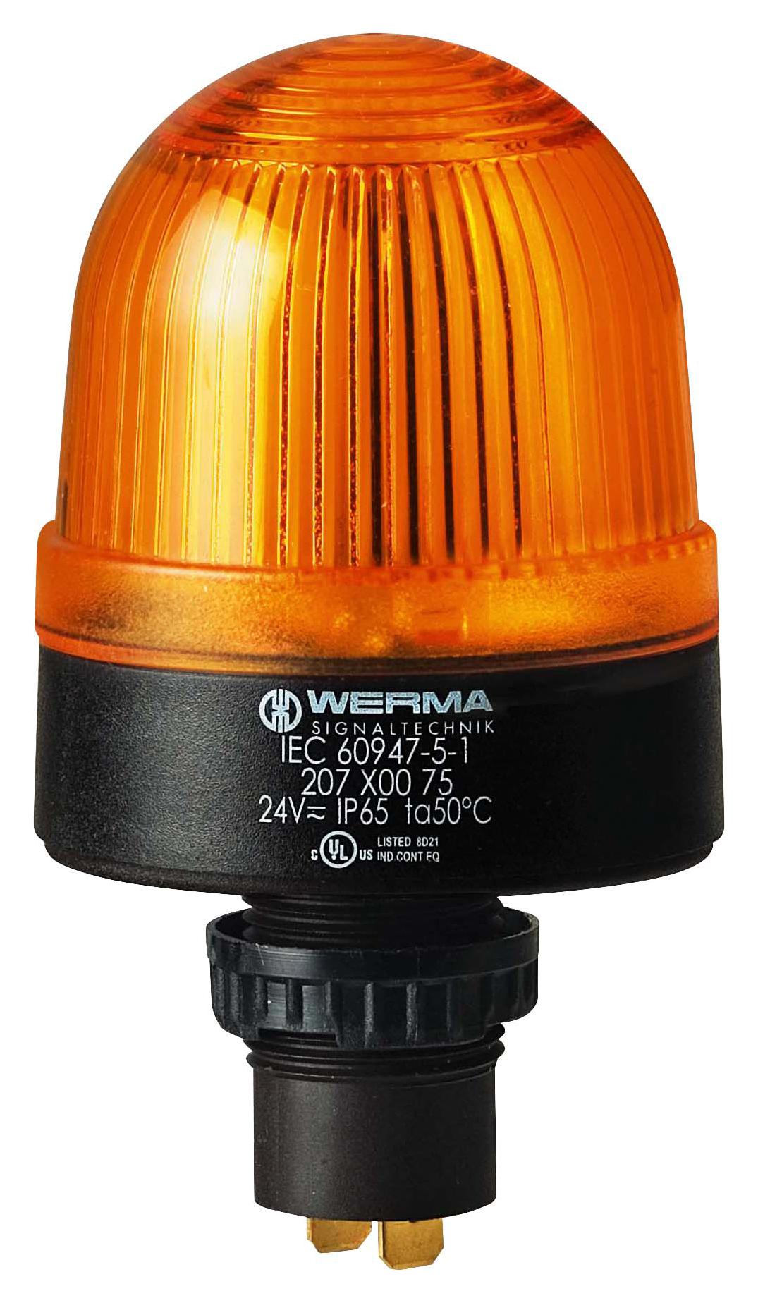 Werma 20730067 Beacon, Led, Steady, Yellow, 115Vac