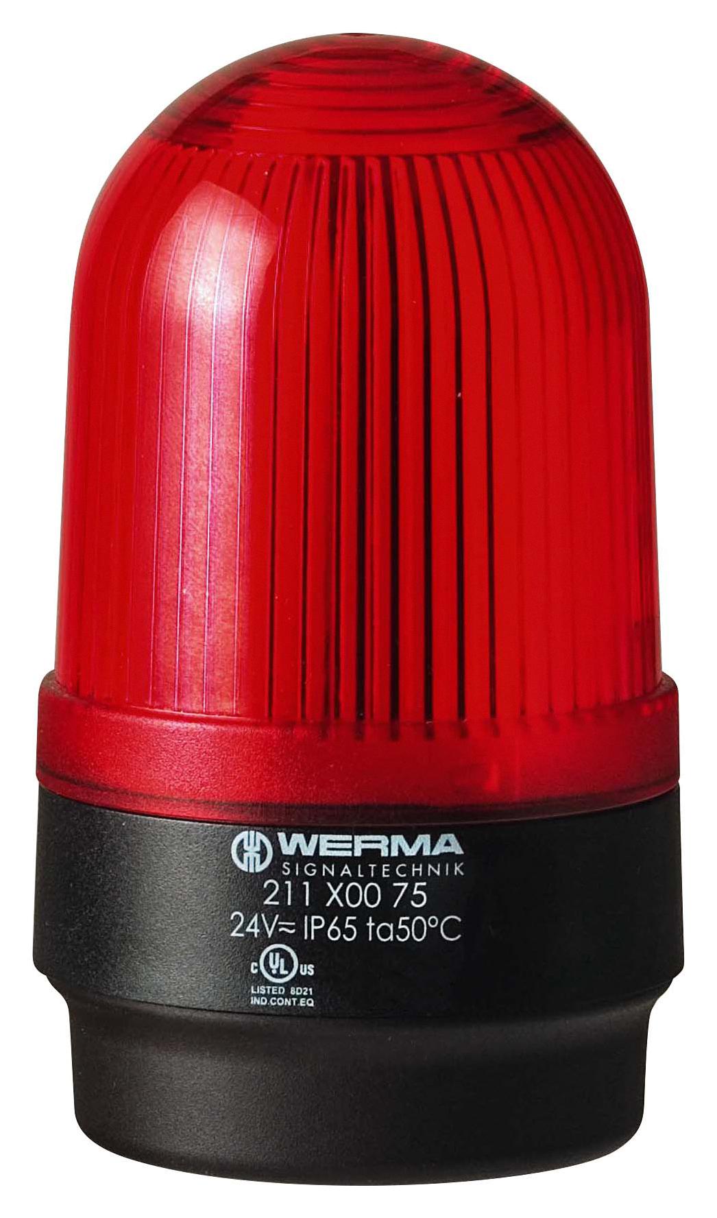 Werma 21210067 Beacon, Xenon, Flashing, Red, 115Vac