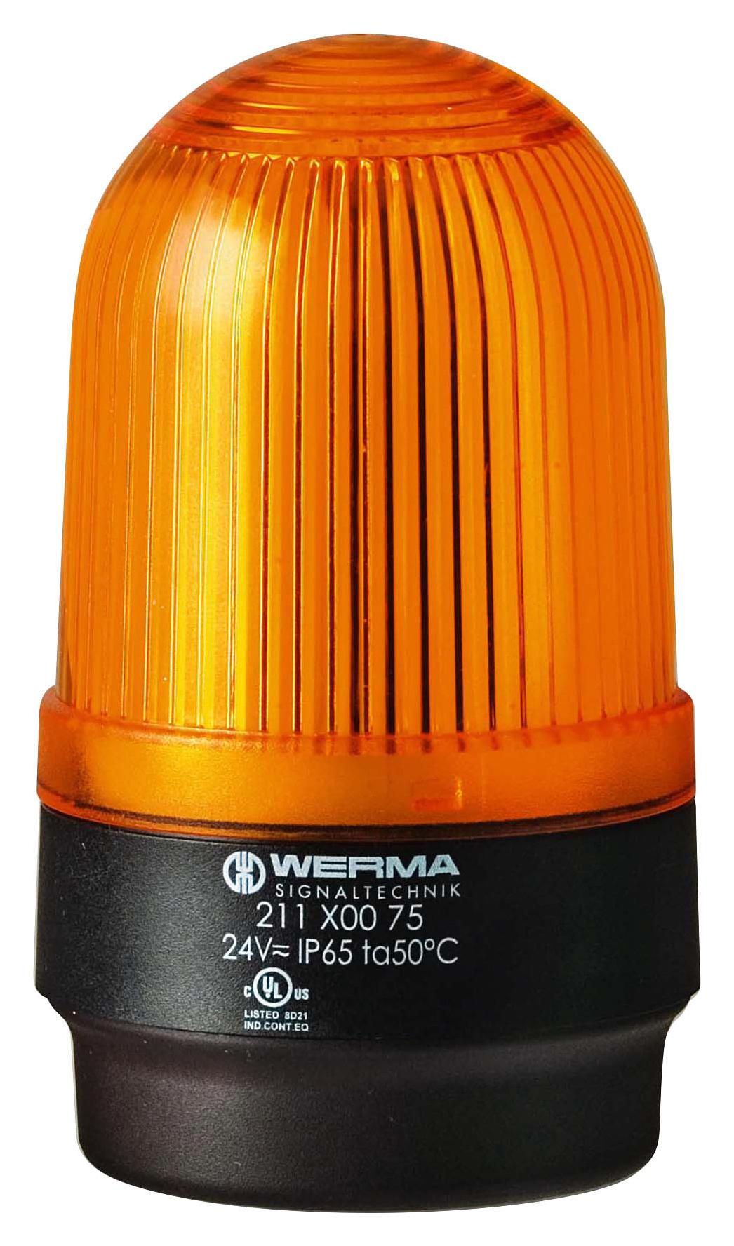 Werma 21130068 Beacon, Led, Steady, Yellow, 230Vac