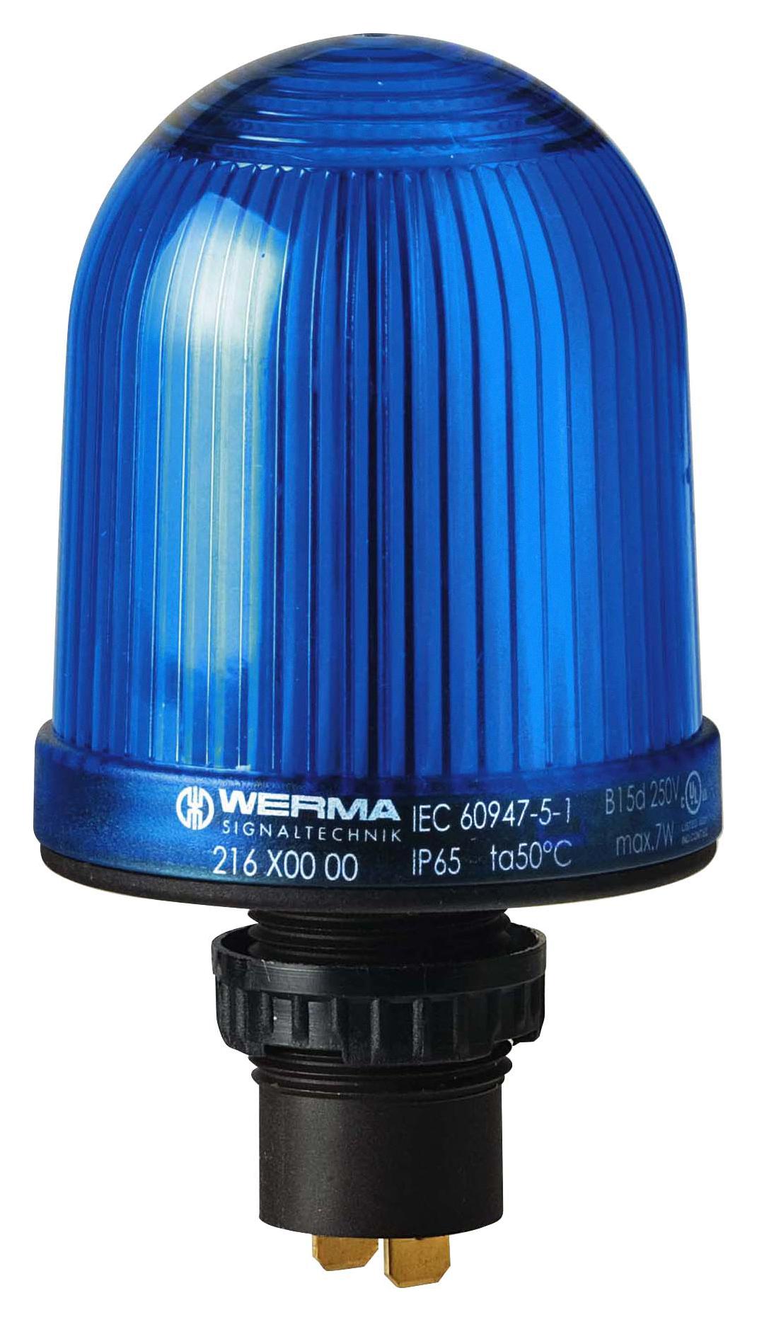 Werma 21650000 Beacon, Steady, Blue, 48Vac/dc