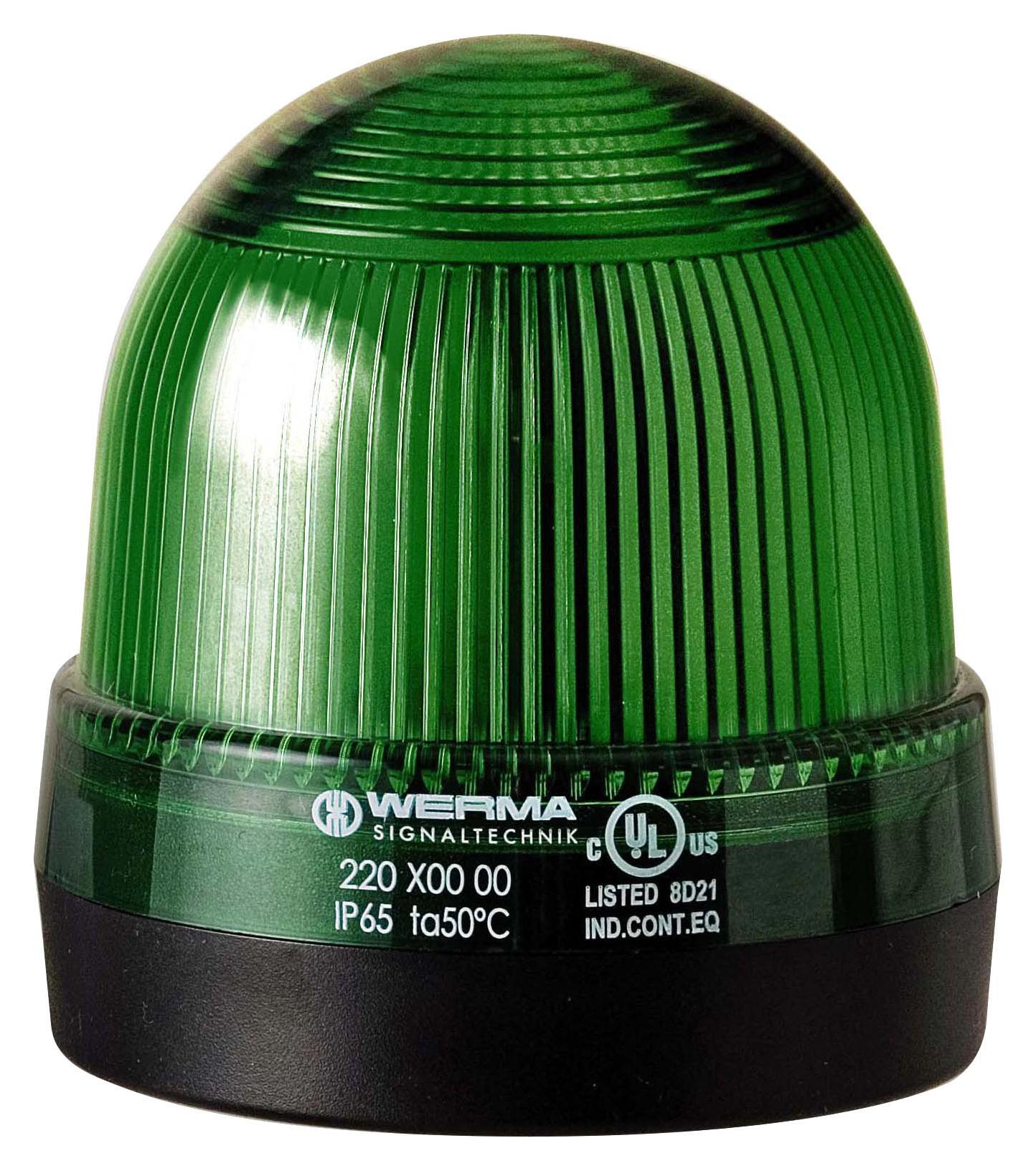 Werma 22120075 Beacon, Led, Steady, Green, 24Vac/dc