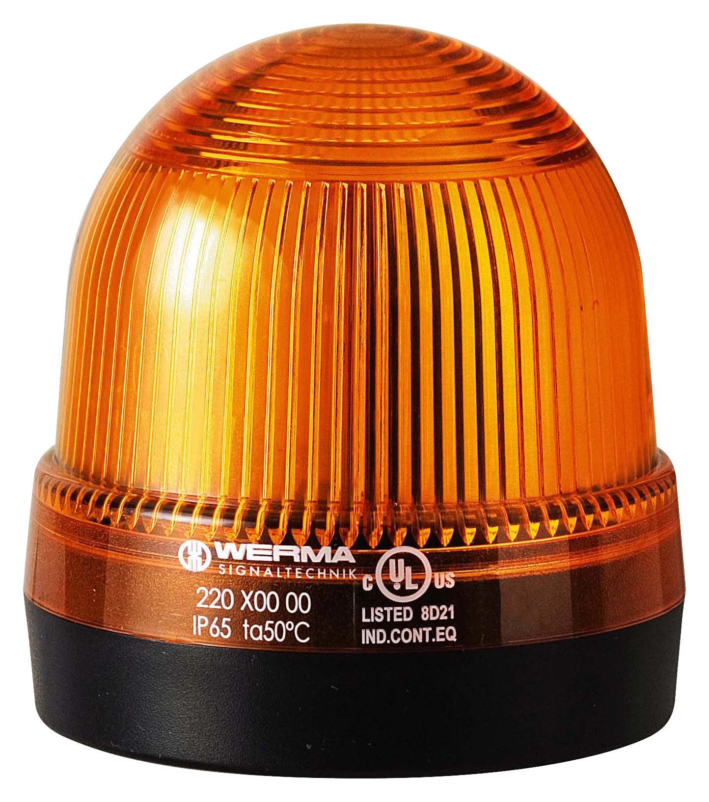 Werma 22130075 Beacon, Led, Steady, Yellow, 24Vac/dc