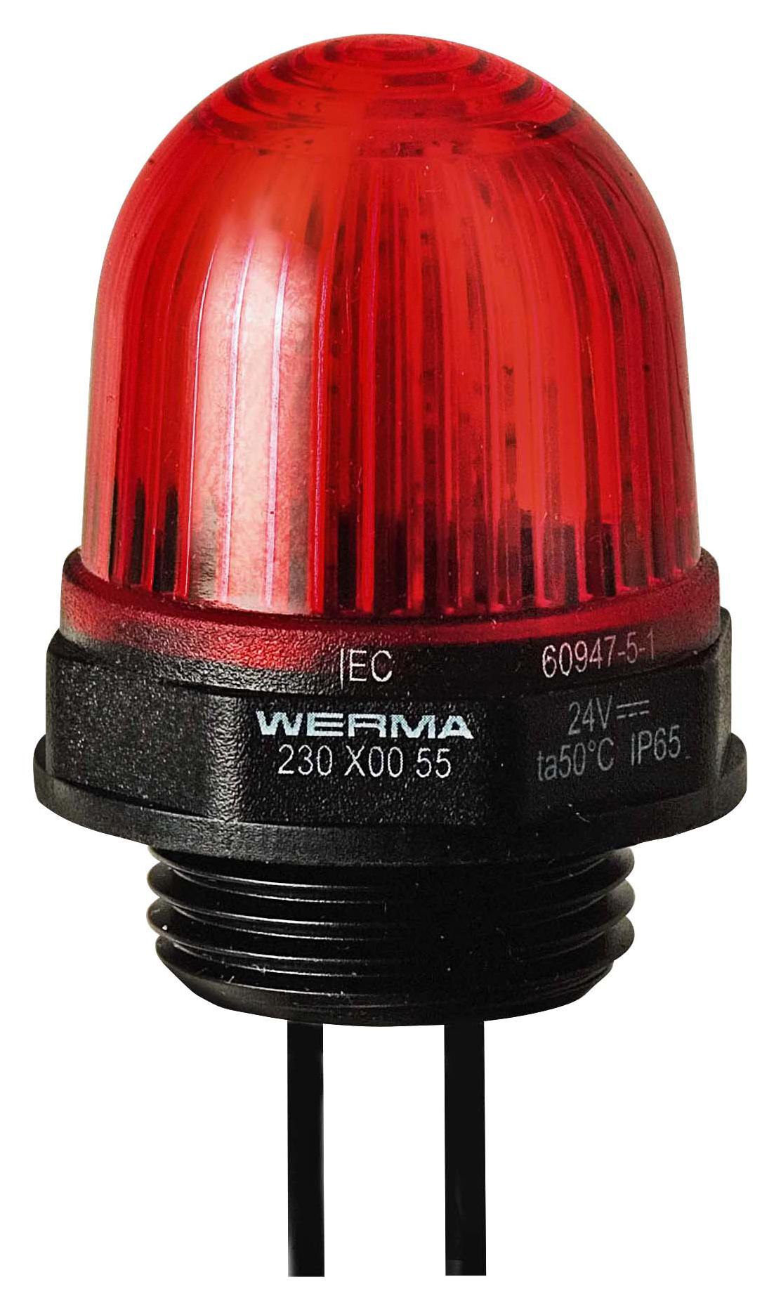 Werma 23010067 Beacon, Led, Steady, Red, 115Vac