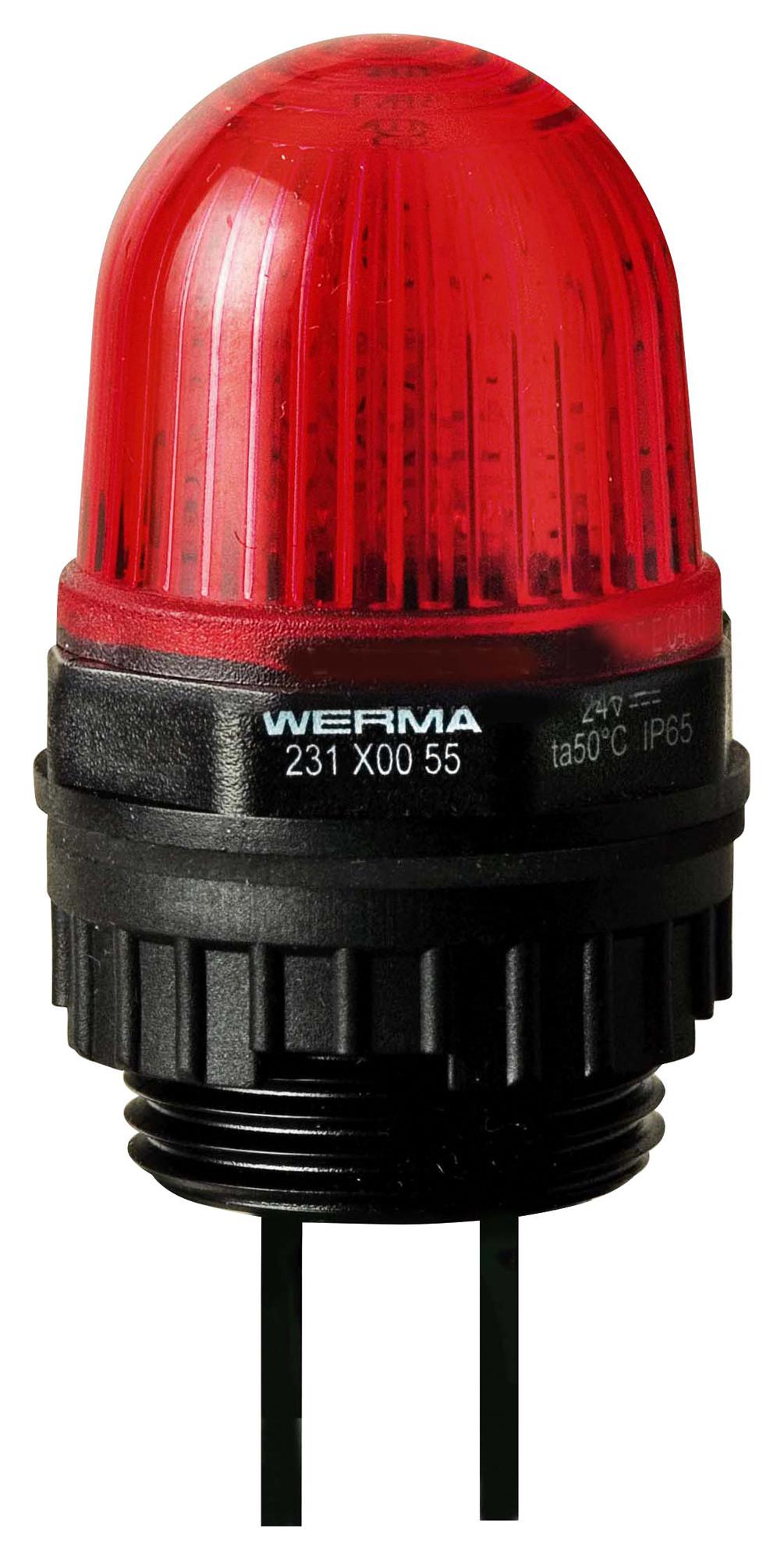 Werma 23110054 Beacon, Led, Steady, Red, 12Vdc