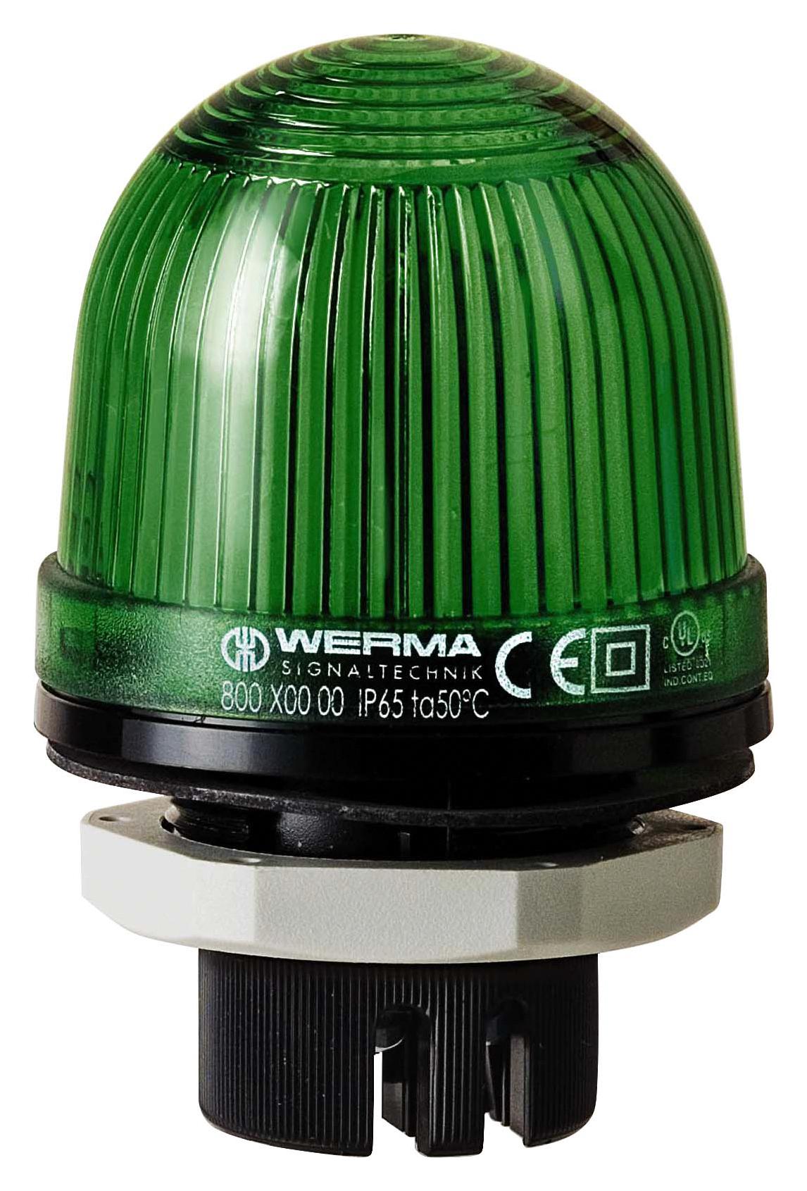 Werma 80120067 Beacon, Led, Steady, Green, 115Vac