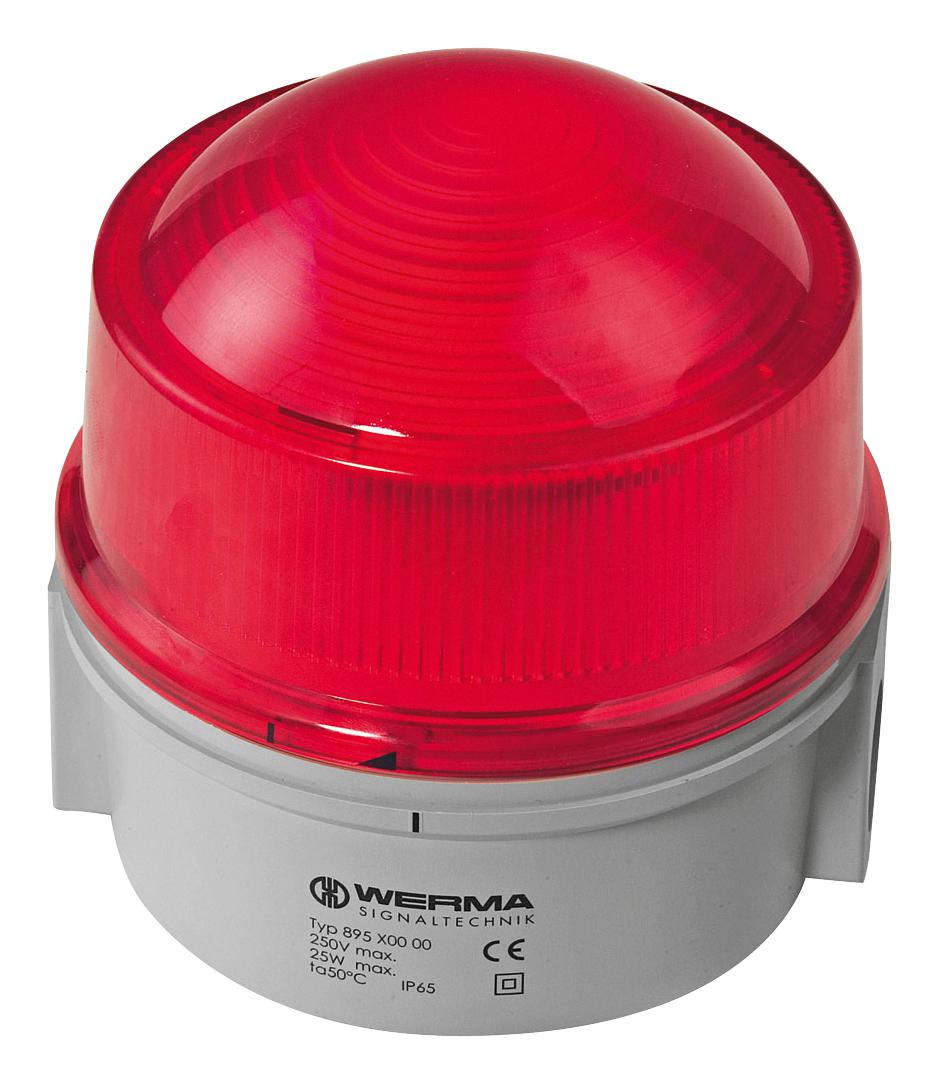 Werma 89710068 Beacon, Xenon, Double Flash, Red, 230Vac