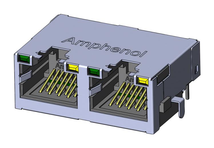 Amphenol Communications Solutions Rje722886441 Rj45 Conn, R/a Jack, 8P8C, 2Gang, Tht