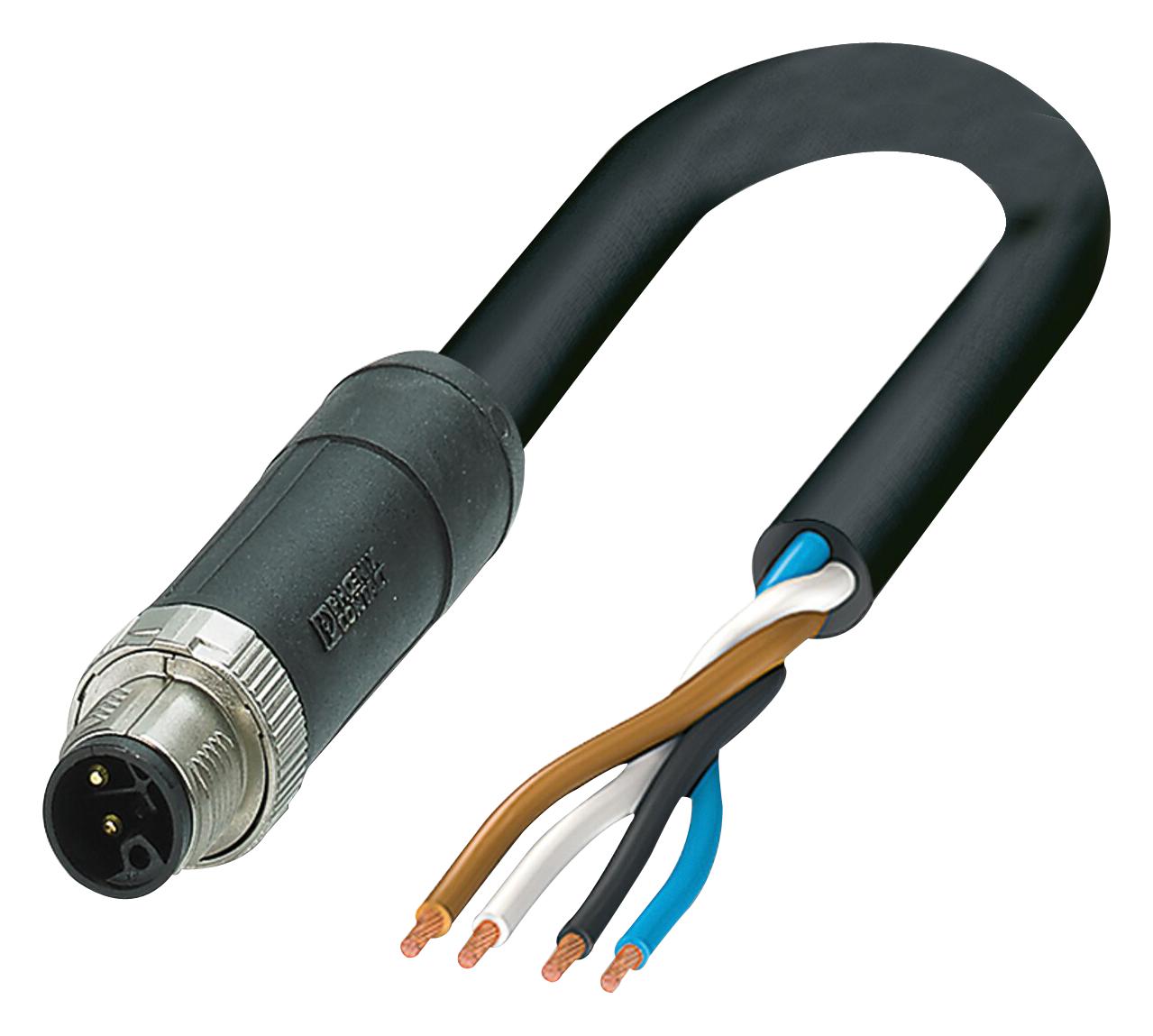 Phoenix Contact 1425025 Power Cable, 4P, 1.5M, M12 Plug