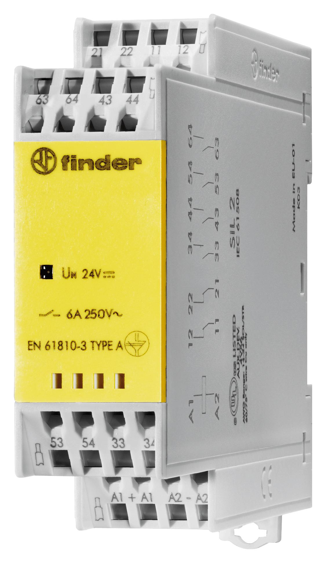 Finder 7S.16.9.024.5510 Safety Relay, 5No/1Nc, 6A, 250Vac