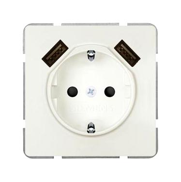 Siemens 5Ub1870-0Tw01 Socket Outlet, 2 Usb Charger, 16A, Wht