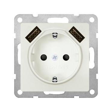 Siemens 5Ub1970-0Tw01 Socket Outlet, 2 Usb Charger, 16A, Wht