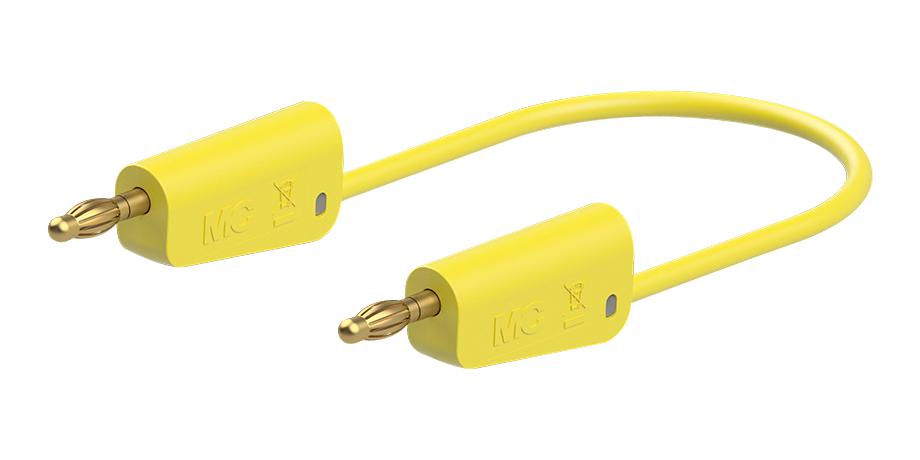 Staubli 64.1037-05024 Stackable 4Mm Banana Plug, Yellow, 0.5M