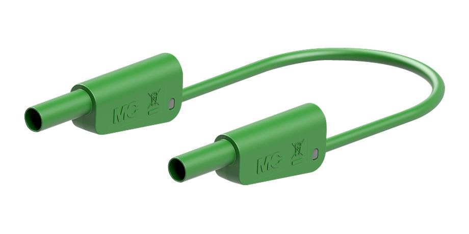 Staubli 66.2010-05025 Stackable 4Mm Banana Plug, Green, 0.5M