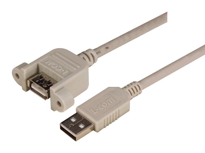 L-Com Upmaa-3M Usb Cable, 2.0, A Plug-A Rcpt, 3M