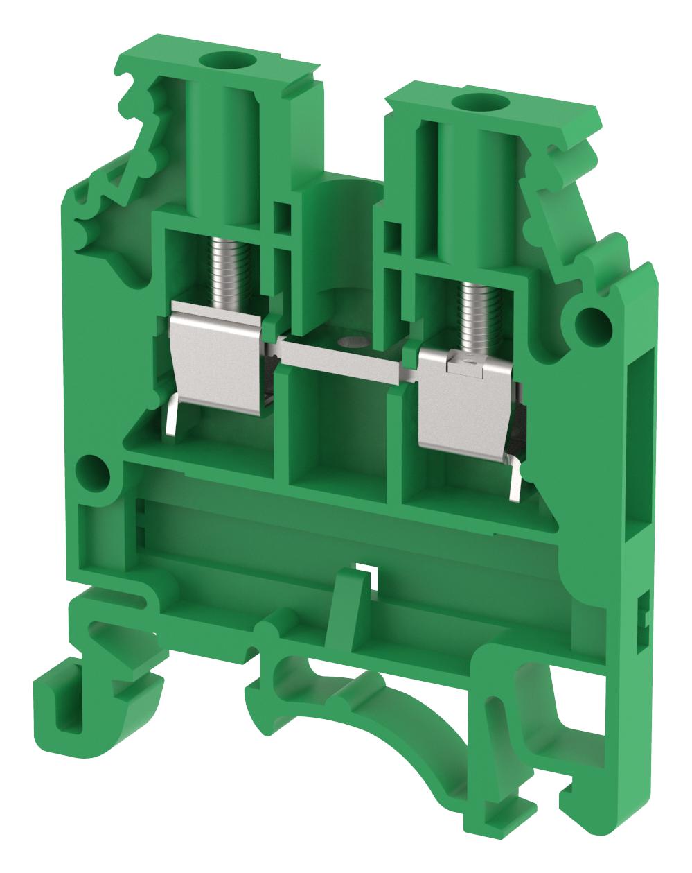 Elkay Kut2.5N / Green Terminal Block, Din Rail, 2Pos, 12Awg