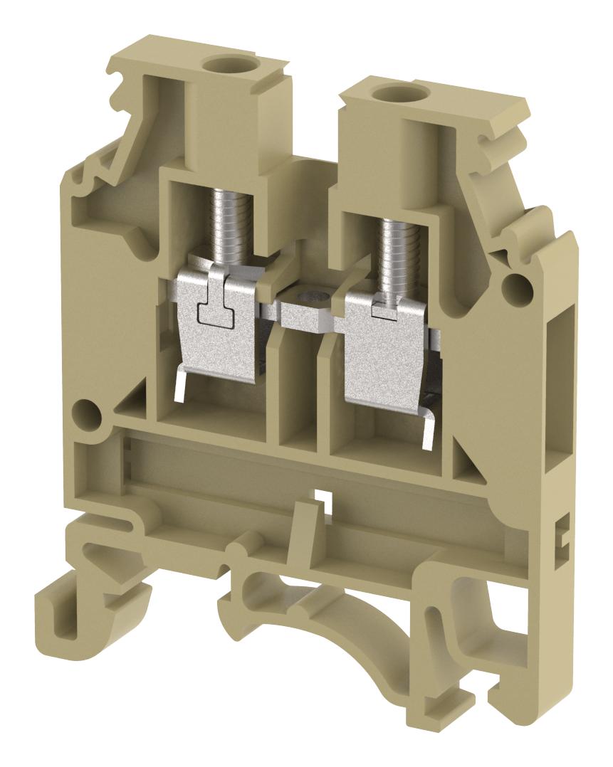 Elkay Kut4N/ Beige Terminal Block, Din Rail, 2Pos, 10Awg