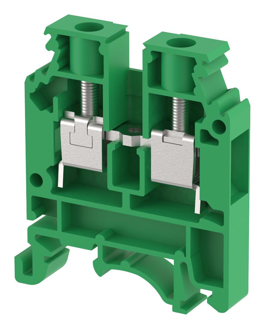 Elkay Kut6N/ Green Terminal Block, Din Rail, 2Pos, 8Awg