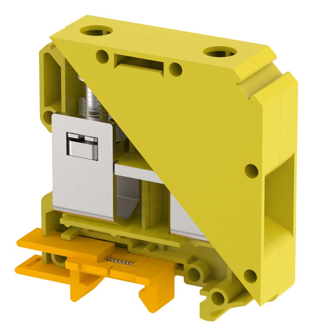 Elkay Kut50/ Yellow Terminal Block, Din Rail, 2Pos, 00Awg