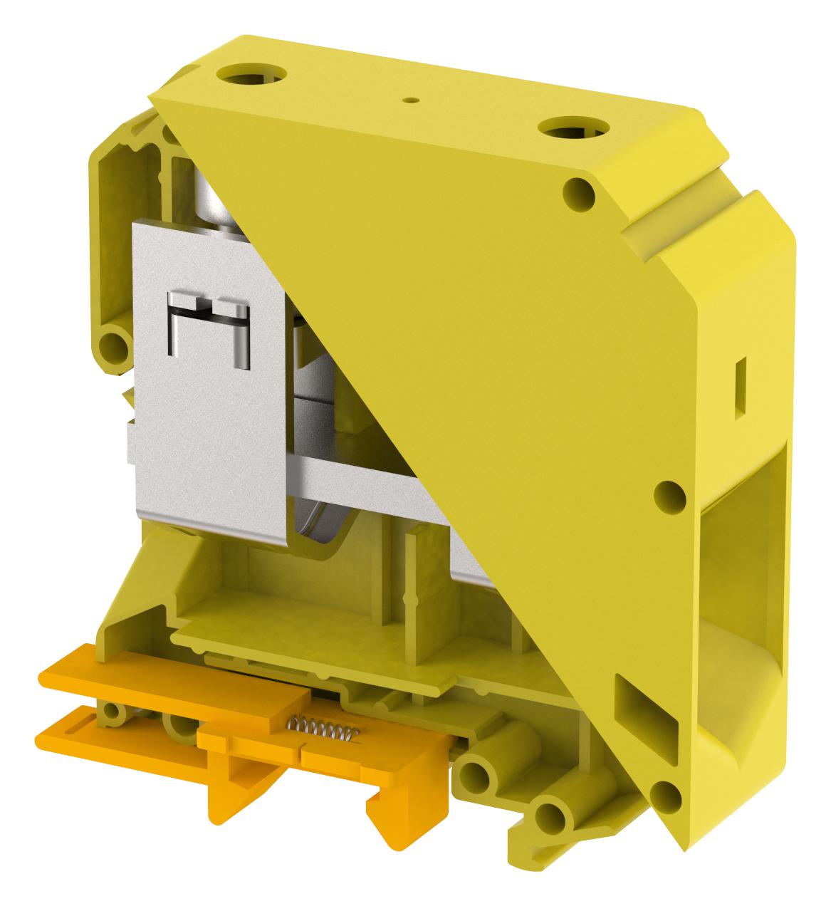 Elkay Kut95/ Yellow Terminal Block, Din Rail, 2Pos, 0000Awg