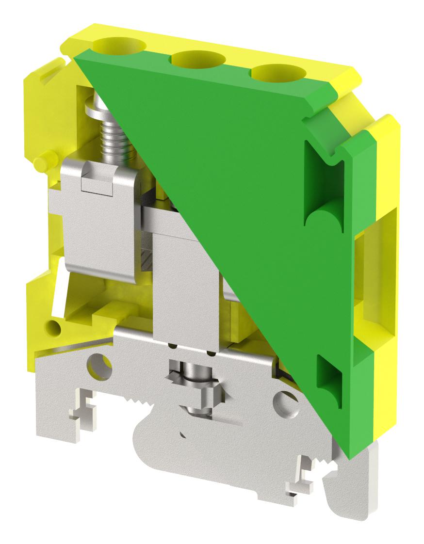 Elkay Et16 Gnd Terminal Block, Din Rail, 2Pos, 3Awg