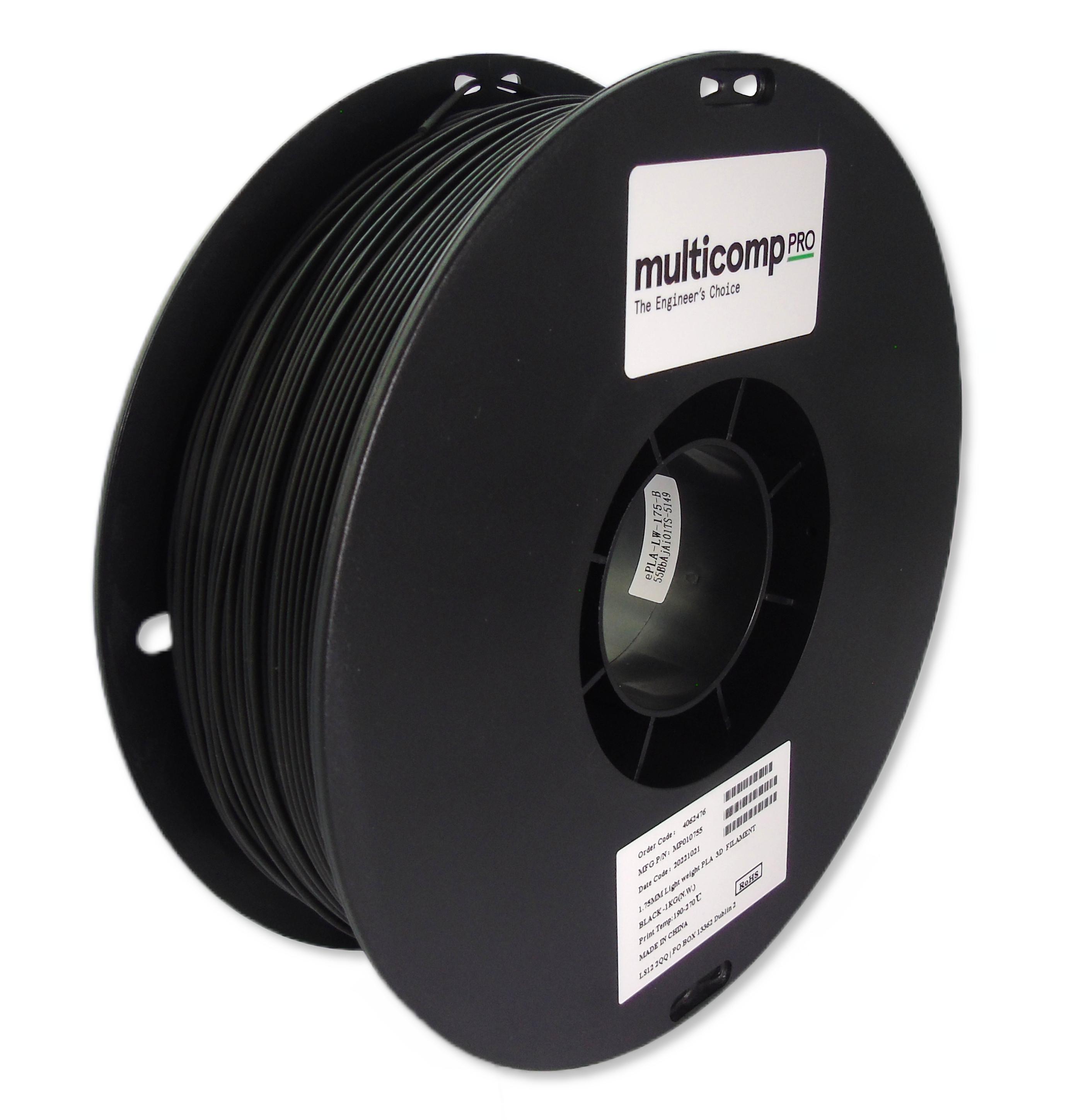 Multicomp Pro Mp010755 3D Printer Filament, 1.75Mm, 1Kg, Blk