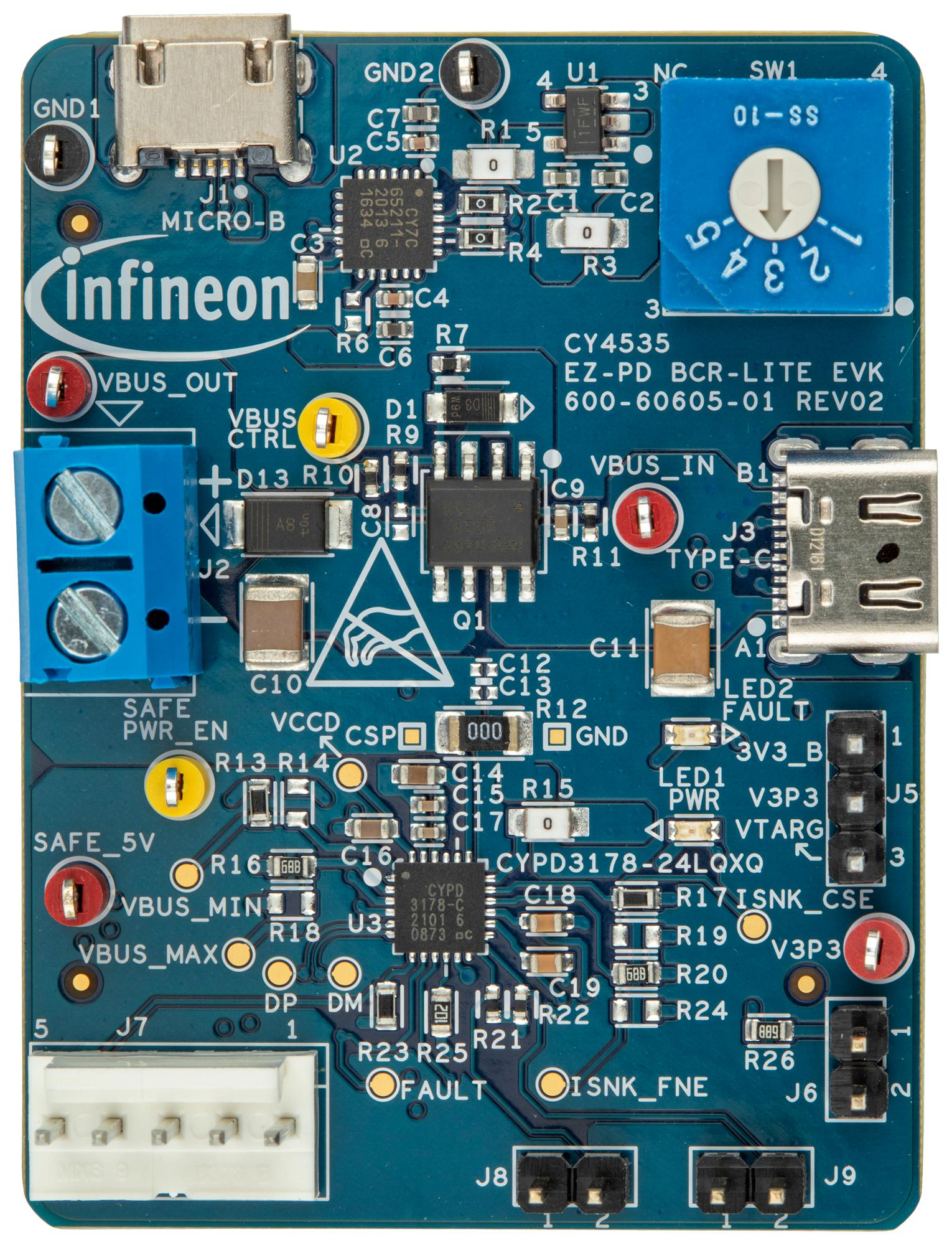 Infineon Cy4535 Eval Kit, Usb Type-C Pd Controller