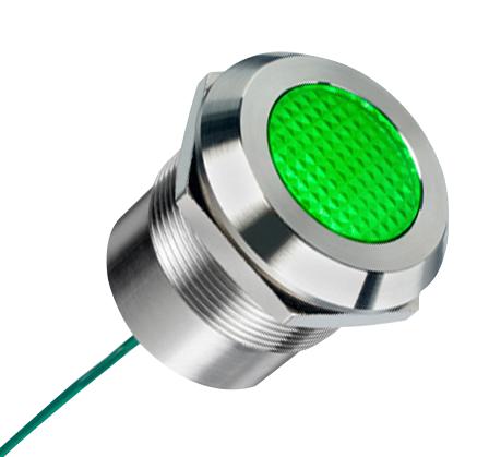 Apem Q30Y5Sxxg1Ae Panel Indicator, Green, 30Mm, 24V