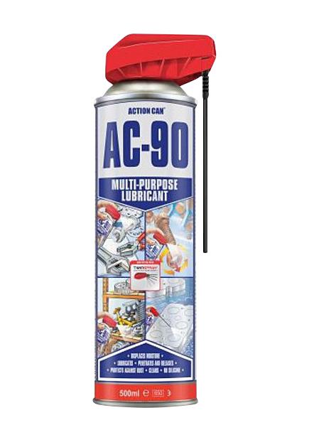 Action Can Ac-90 Twinspray, 500Ml Lubricant, Aerosol, Yellow, 500Ml