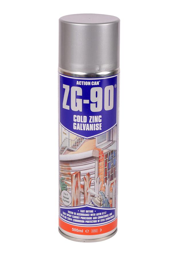 Action Can Zg-90 Silver, 500Ml Anti-Rust Paint, Aerosol, Silver, 500Ml