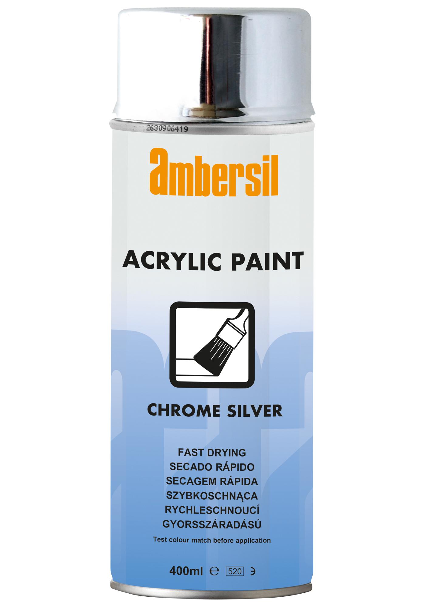 Ambersil Acrylic Paint, Silver, 400Ml Conformal Coating, Aerosol, Silver/400Ml