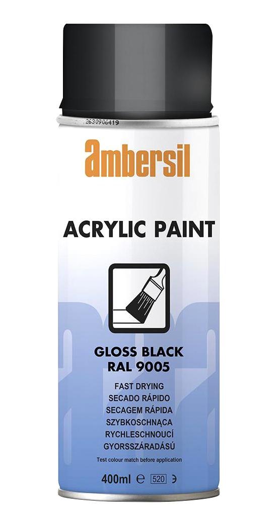 Ambersil Acrylic Paint, Black Ral 9005, 400Ml Conformal Coating, Aerosol, Black, 400Ml