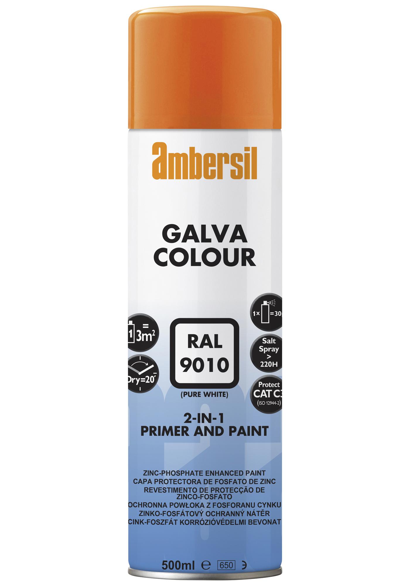 Ambersil Galva Colour White Ral 9010, 500Ml Coating, Aerosol, 500Ml