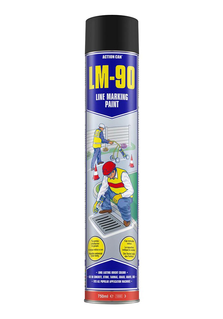 Action Can Lm-90 Black, 750Ml Marking Paint, Aerosol, Black, 750Ml