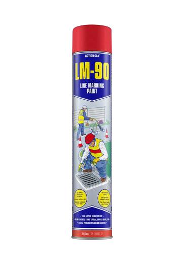 Action Can Lm-90 Red, 750Ml Marking Paint, Aerosol, Red, 750Ml