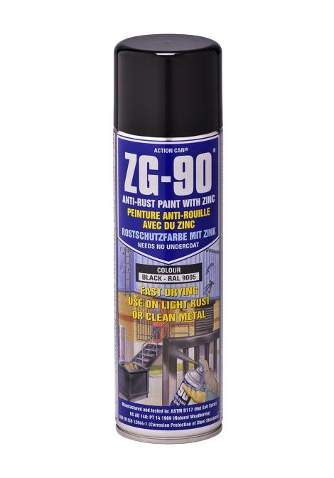 Action Can Zg-90 Black, 500Ml Anti-Rust Paint, Aerosol, Black, 500Ml